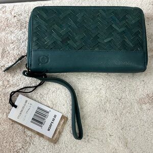 Born Teal Leather Wristlet